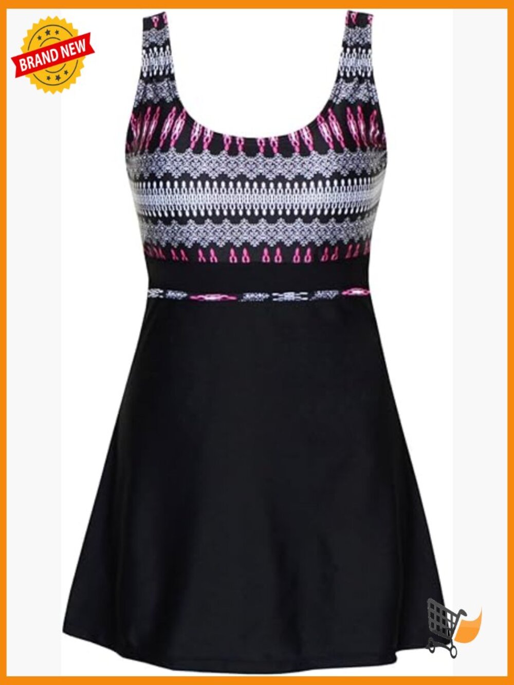 Plus Size Swim Dress One Piece Swimsuit Tummy Control Retro Skirted Bathing Suit